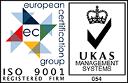 Logo showing ISO 9001 and UKAS certification stamps.